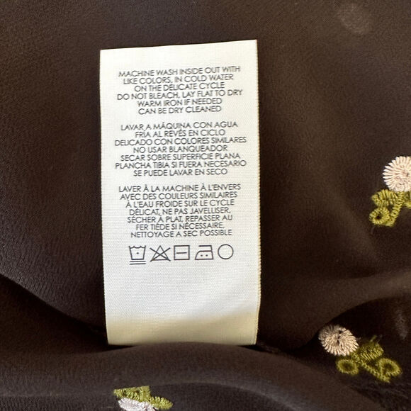 Cabi Blouse Womens XS Embroidered Floral Flowy Semi Sheer Preppy Academia Black - Picture 12 of 12